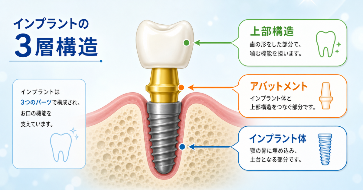 ■インプラントの構造は3つのパーツでできている